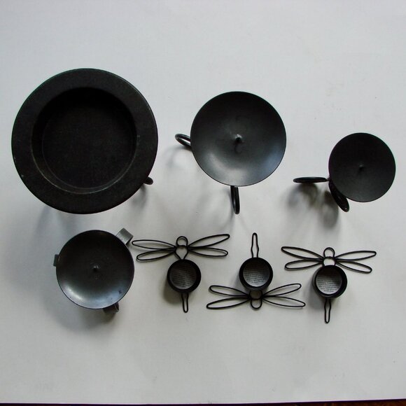 8 Black Candle Tealight Holders Metal Dragonfly Whimsigoth Goth Decor - Picture 3 of 15